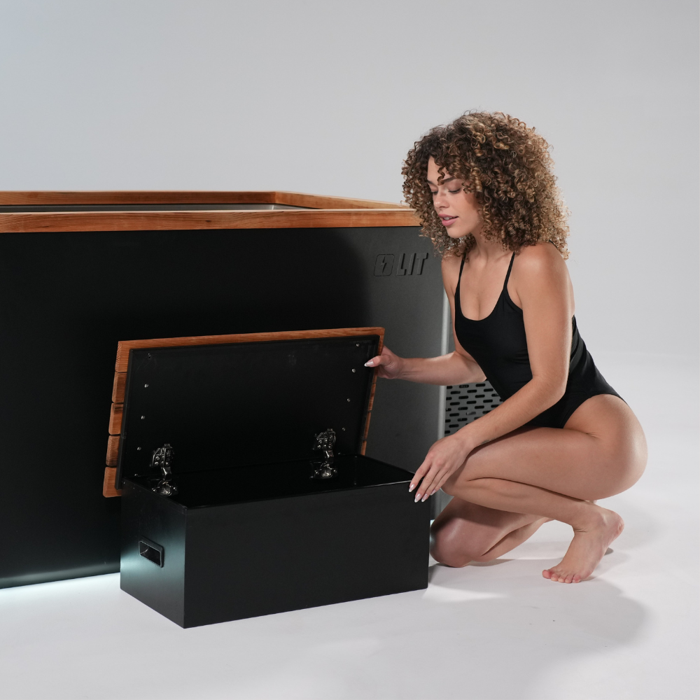 Stealth Black Step Stool with Storage