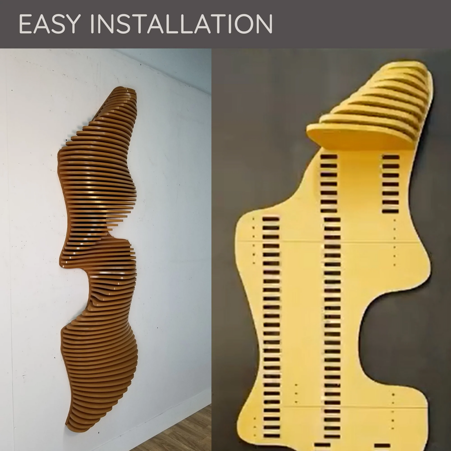 3D Parametric Wood Wave Wall Art | Modern Black Sculptural Decor | Modular Statement Piece