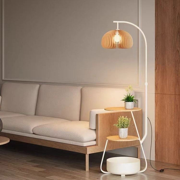 Modern Multi-Functional Lounge Side Table Floor Lamp - High Shade Style